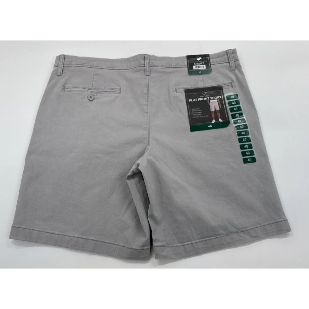 Members Mark Shorts Mens 40 Gray Chino Everyday Stretch Flat Front Travel 9